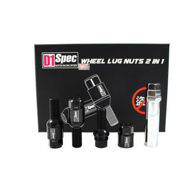 D1Spec Heptagon 2in1 Racing Bolts 14x1.5 Black Finish