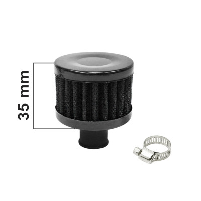 12mm Black Crankcase Breather Filter for Engine Ventilation