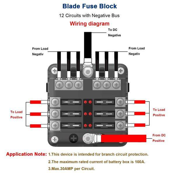 6 Circuit Fuse Box with Ground Connection - Compact Design