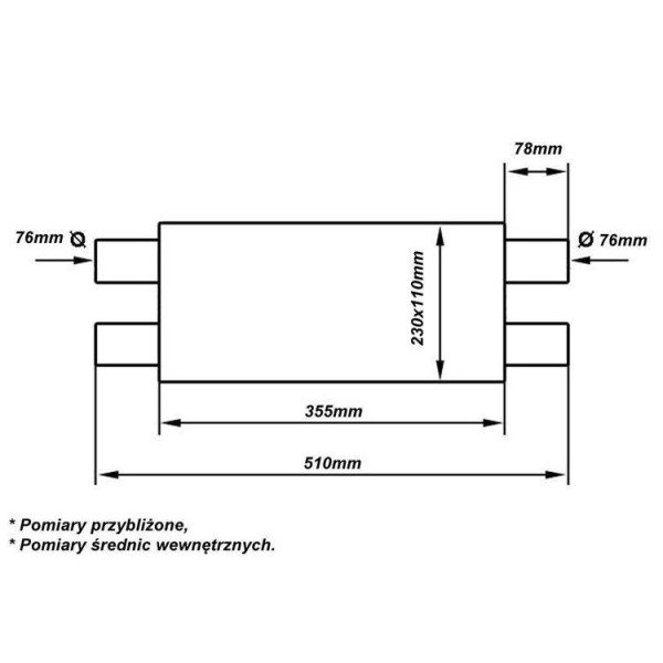 76mm Center Muffler LT 304SS - 355mm Exhaust Solution