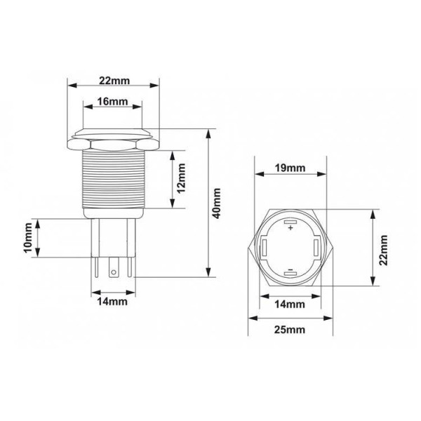 304SS 10A 19mm ON-OFF Switch - Durable Blue Design