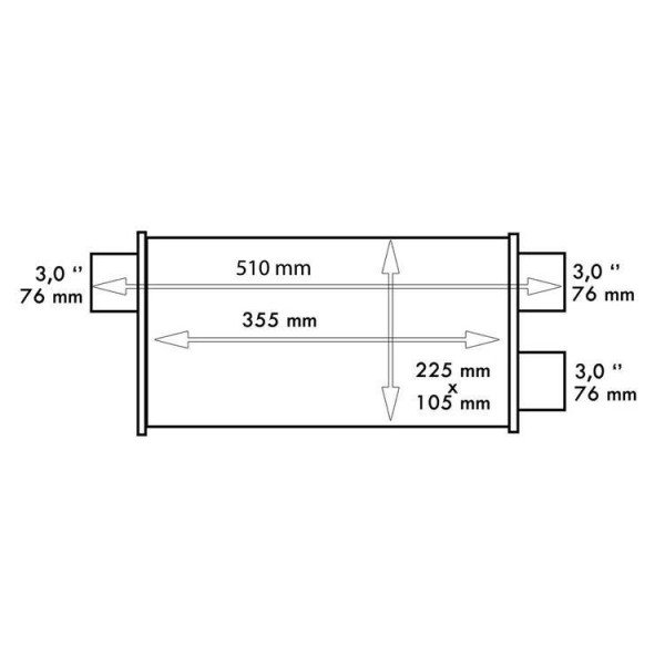 76mm LT 409SS Rear Center Muffler - 355mm Length