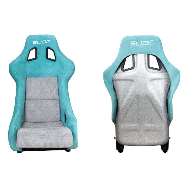 Racing Seat SLIDE KS2 Premium Mint & Quilted Grey Suede Silver Glitter