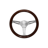 350mm Silver Wood Steering Wheel - Classic Car Upgrade