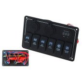 12-24V Waterproof Switch Panel with USB & LED Voltage Display