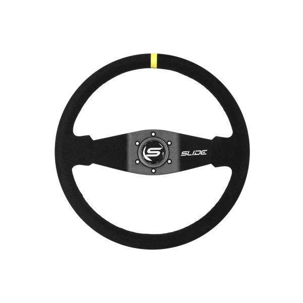 Steering wheel SLIDE 350mm offset:90mm Suede Yellow Strip