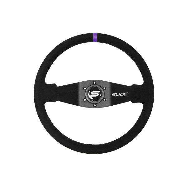 Steering wheel SLIDE 350mm offset:90mm Suede Purple Strip