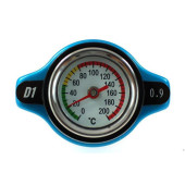 D1Spec 15mm Radiator Cap with Thermometer - 0.9 Bar Blue