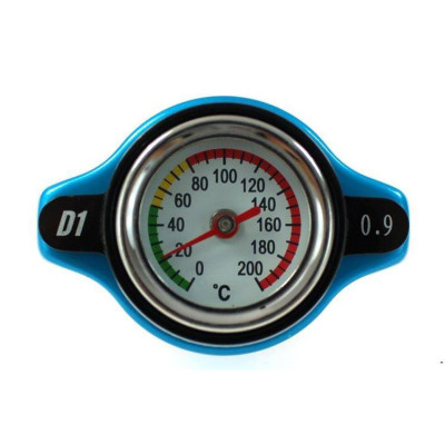 D1Spec 15mm Radiator Cap with Thermometer - 0.9 Bar Blue