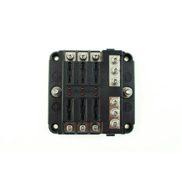 6 Circuit Fuse Box with Ground Connection - Compact Design