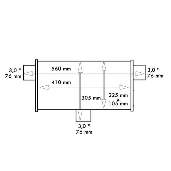 76mm LT 409SS Rear Center Muffler - 355mm Length