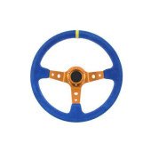 Pro 350mm Suede Blue Steering Wheel with 80mm Offset
