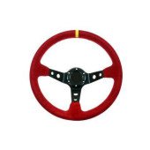 Pro 350mm Suede Red Steering Wheel with 80mm Offset