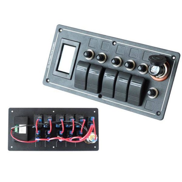 ALU ON-OFF Switch Panel 5x5A, 2x10A, 1x15A IP68