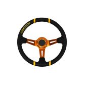 Pro 350mm Black Leather Steering Wheel with 80mm Offset