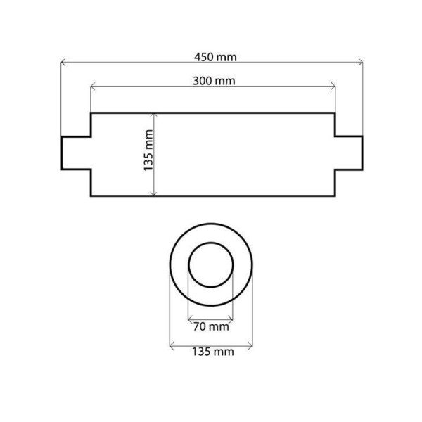 70mm Center Muffler RS 304SS - 300mm Length Performance Upgrade