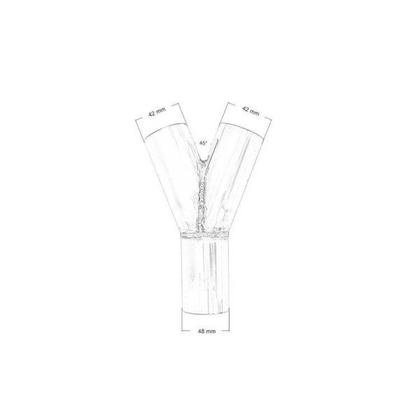 45° Exhaust Tee 42-48mm 304 Stainless Steel Connector