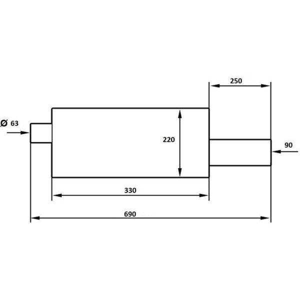 90mm Inlet Rear Muffler - 63.5mm Outlet Performance Upgrade