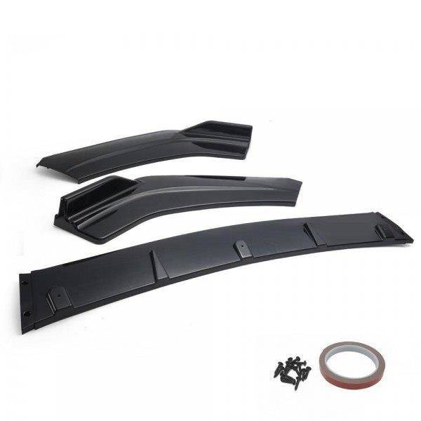 Matt Black Universal Car Front Bumper Lip Spoiler Set (3 pcs)
