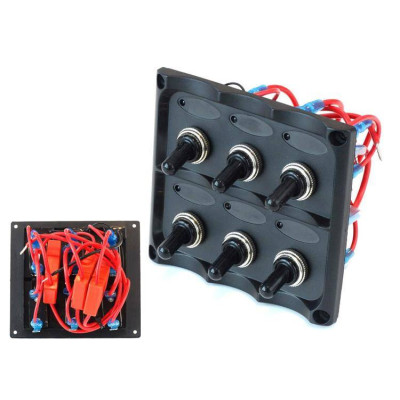 12V SPST ON-OFF Switch Panel 6-Button IP68 Waterproof 15A