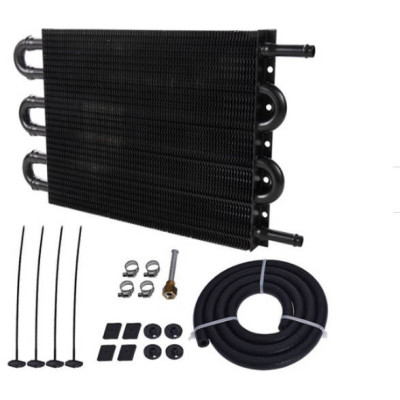 6-Row Black Power Steering Transmission Cooler - High Performance
