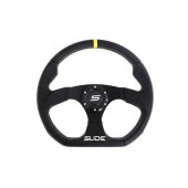 350mm Leather Steering Wheel - Yellow, 25mm Offset