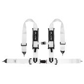 White 4P 3" E4 Racing Seat Belts Slide V2