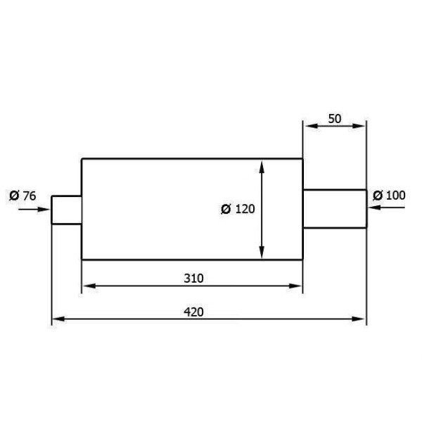 100mm Inlet Rear Muffler - 76mm Exhaust Performance Upgrade