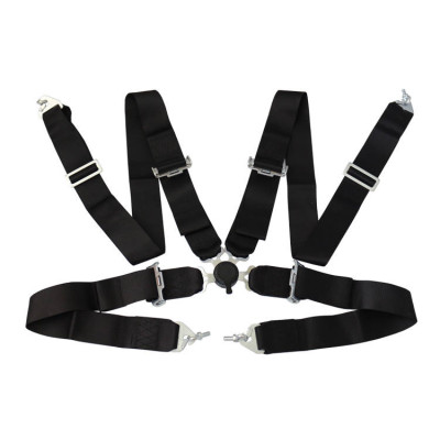 4-Point Black Racing Seat Belts - Secure & Stylish Safety Gear