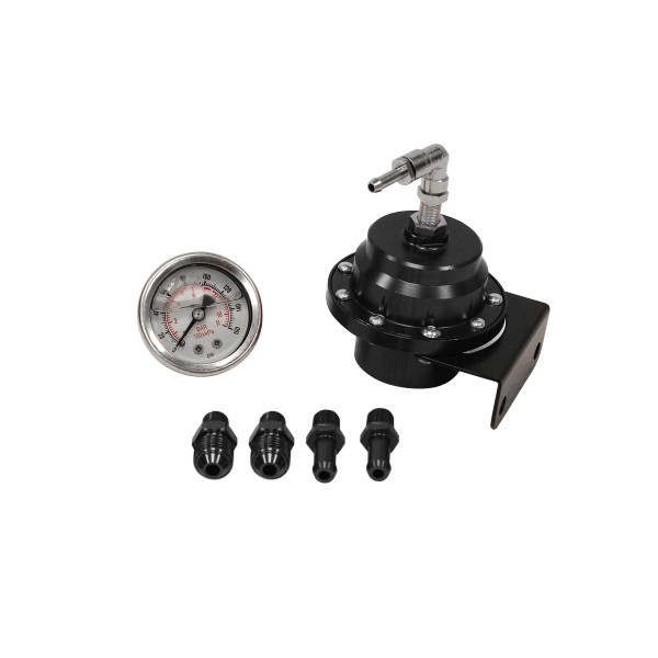 Racing AN6 Fuel Pressure Regulator with Gauge - Black
