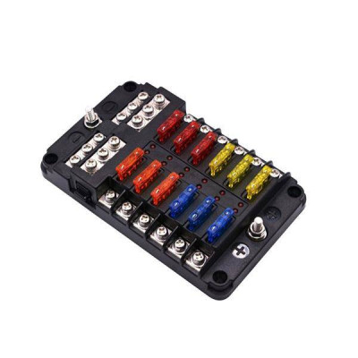 12 Circuit Fuse Box with Ground - Reliable Power Distribution