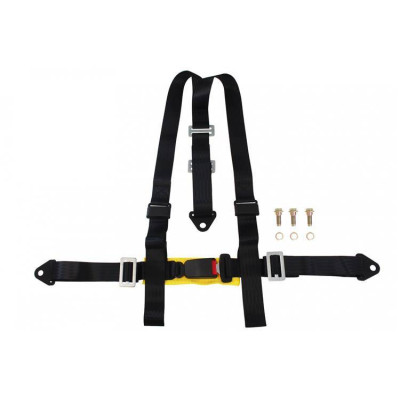3-Point Black Racing Seat Belts - E4 Certified Safety Harness