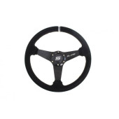 350mm Suede Steering Wheel with 20mm Offset - Silver Finish