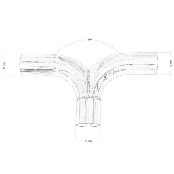 180° Exhaust Tee 70mm 304 Stainless Steel - Durable & Reliable