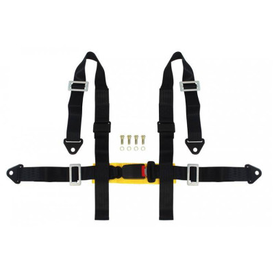 4-Point Black Racing Seat Belts - E4 Certified Safety Harness