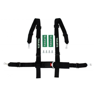 4-Point Black Takata Replica Racing Seat Belts - Durable Safety