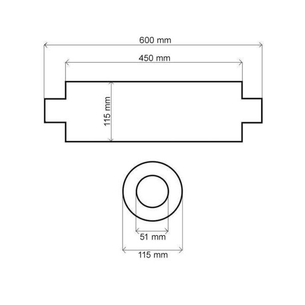 51mm Center Muffler RS 409SS - 450mm Performance Upgrade