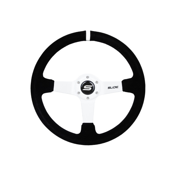 Steering wheel SLIDE 350mm offset:90mm Suede White