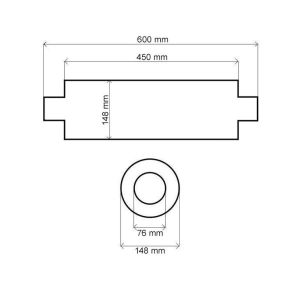 76mm Center Muffler RS 409SS - 450mm Exhaust Upgrade