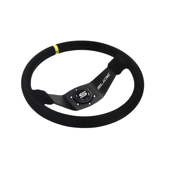 Steering wheel SLIDE 350mm offset:90mm Suede Yellow Strip