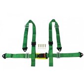 4-Point Green Racing Seat Belts - E4 Certified Safety Harness