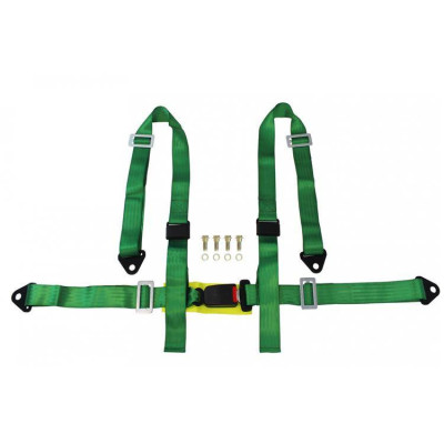 4-Point Green Racing Seat Belts - E4 Certified Safety Harness