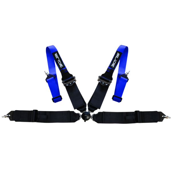 Quick Release 4-Point Racing Seat Belts - Blue & Black