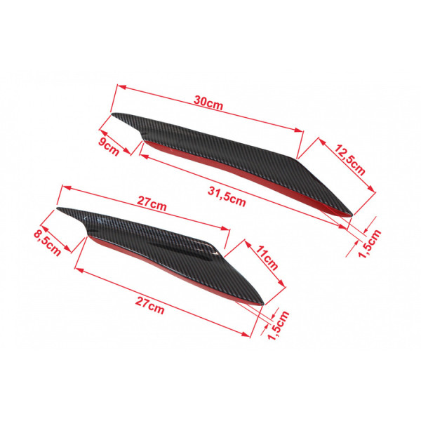 4pcs Front Bumper Splitter Fins & Canards Body Spoiler Kit