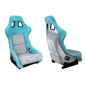 Racing Seat SLIDE KS2 Premium Mint & Quilted Grey Suede Silver Glitter