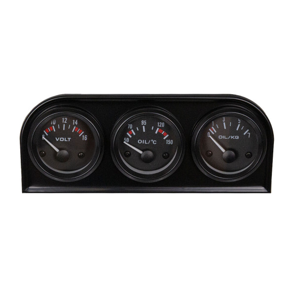 KET 52mm 3-in-1 Gauge Kit: Volt, Oil Temp & Pressure VDO Style