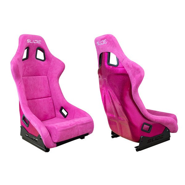 Pink Suede Racing Seat with Bright Pink Glitter