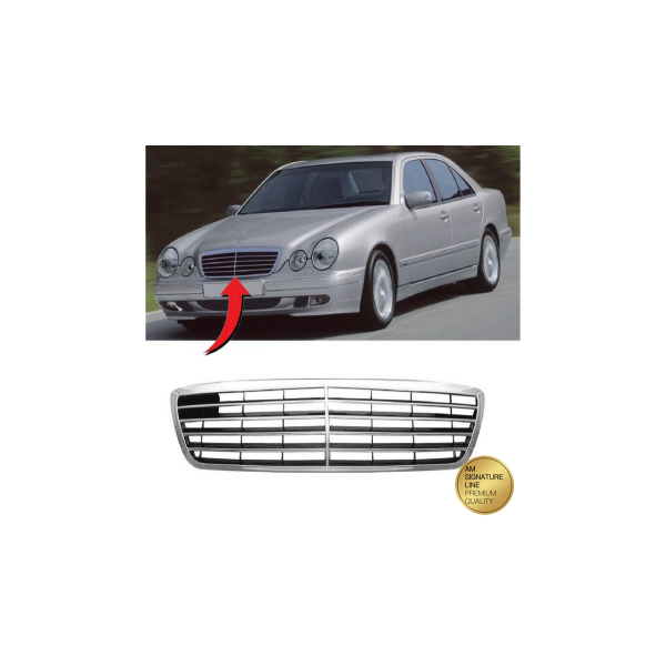 Chrome Radiator Grille for Mercedes E-Class W210 Facelift 1999-2002