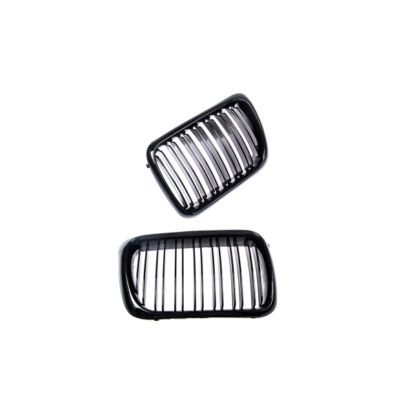 Gloss Black Dual Line Grill for BMW 3 E36 Facelift Compact