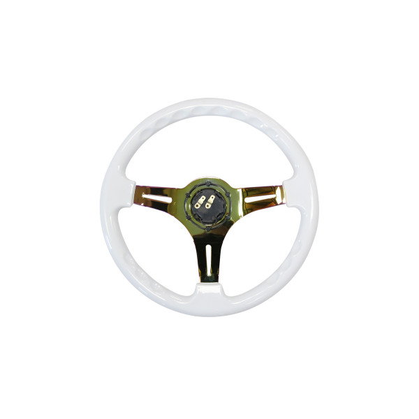 Steering wheel SLIDE 350mm offset:30mm NeoChrome Suede Silver Strip